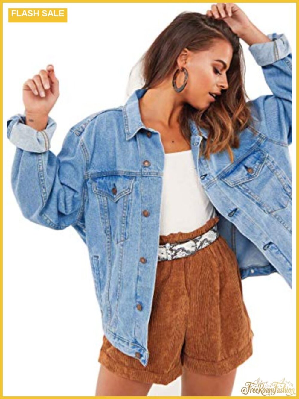 Oversized Vintage Denim Jacket Boyfriend Coat Cotton Blend
